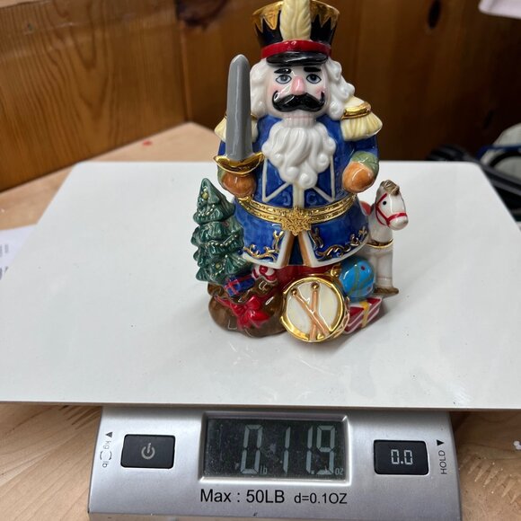 Porcelain Nutcracker Trinket Box Christmas Collector Figurine - Picture 7 of 10
